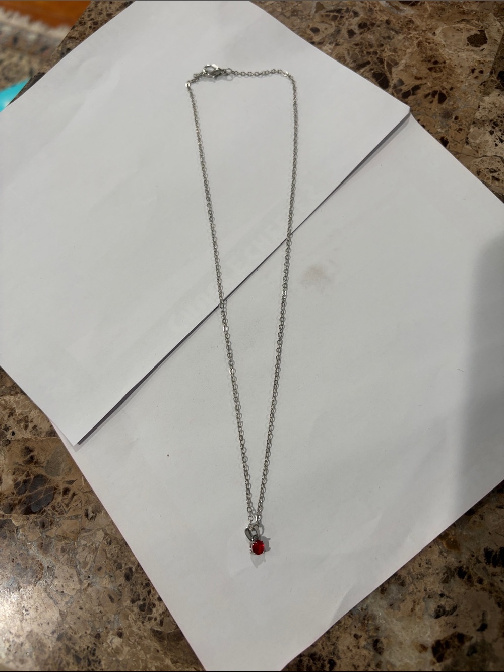 Chain Necklace with Red Pendant